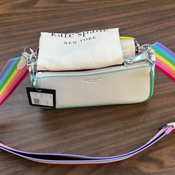 Kate Spade New York Double up Rainbow Leather Crossbody - Picture 6 of 11
